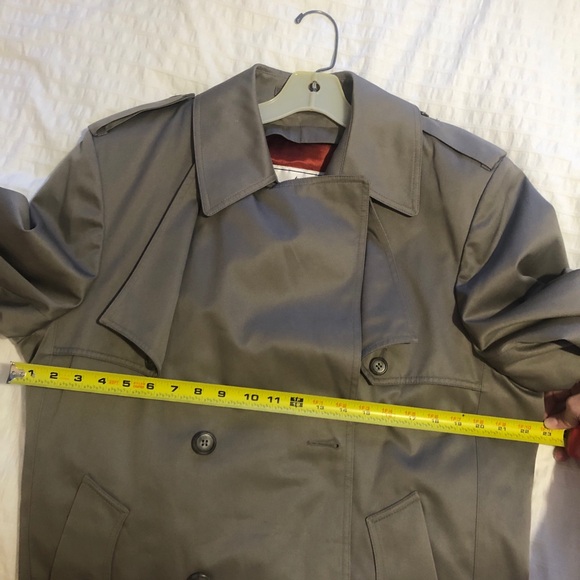 London Fog Towne Vintage 80s 90s Mens size 38 Short Grey Lined Trench Coat - Picture 15 of 15